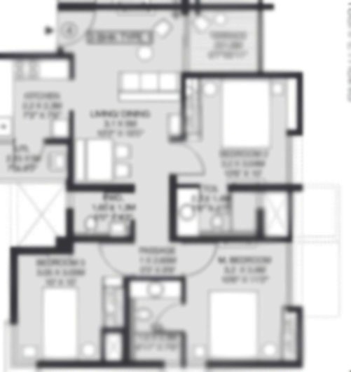 SBR One Residence 2 BHK Plan